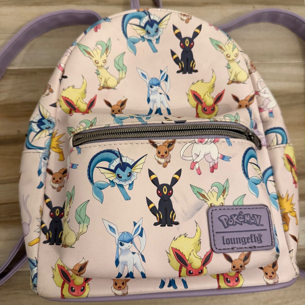 Loungefly Pokemon Eevee Evolutions Mini Backpack Pink Lavender Umbreon Vaporeon